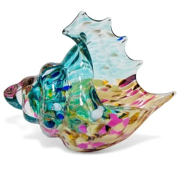 Hand Blown Conch Shell Sculpture - Picture 2 of 2